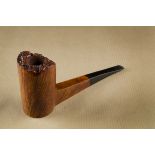 An unnamed briar estate pipe, the sitter, with straight grain, rusticated top, tapered square