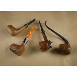 Four Italian Estate briar pipes, comprising a Gasparini Boucanier, with rustic carved bowl and