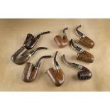 Eight Boer War carved briar pipes,