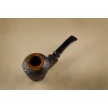 A Neerup hand made no.14 briar estate pipe, the sandblasted bowl, with polished panels, marked to