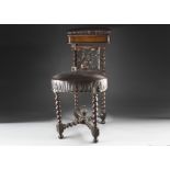 A mixed set of six very unusual 19th century smoking chairs, two having leather top rails, four