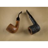 Two Italian briar pipes, including a Mastro De Paja 3A, 1979 curved example with straight grain,