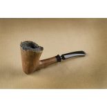 A Celius Root, Bishop briar estate pipe, the flared bowl with rusticated rim, hand cut stem