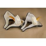 Two sitter meerschaum pipes, carved as Bacchus with a surround of grape and vine, sitter, also a