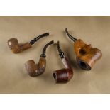 Four Israeli freehand briar pipes, including a Burl Briar, from the Shalom factory, a Burl King,