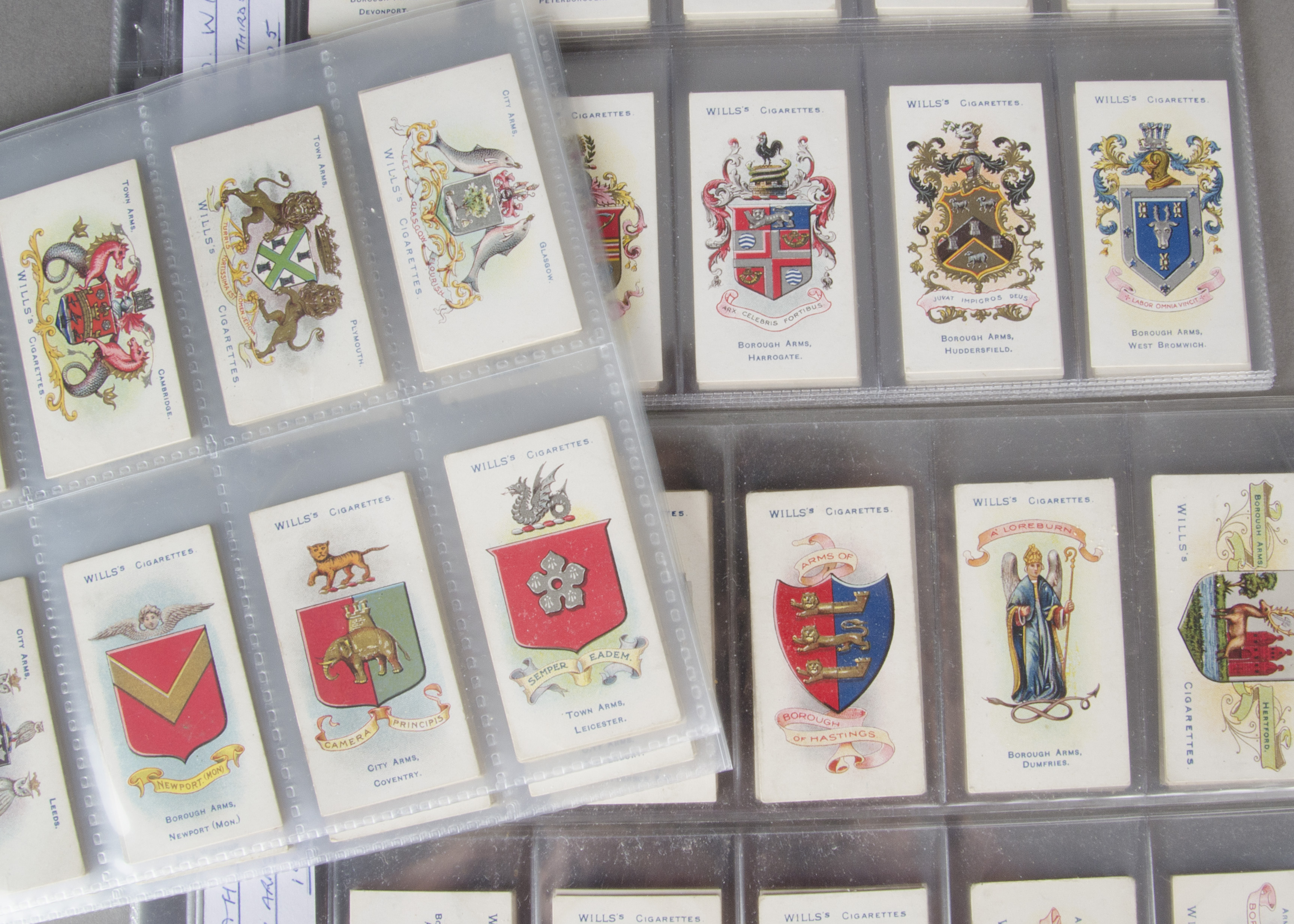 Cigarette Cards, Arms, Wills sets, to name Borough Arms Descriptive (1-50), Second Series (51-