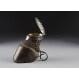 A Victorian Roland Ward table snuff, modelled as a Zebra hoof mounted with silver C scroll mounts