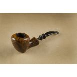 A Danish briar estate pipe, of mixed grain, the straight Liverpool style with angled bowl marked