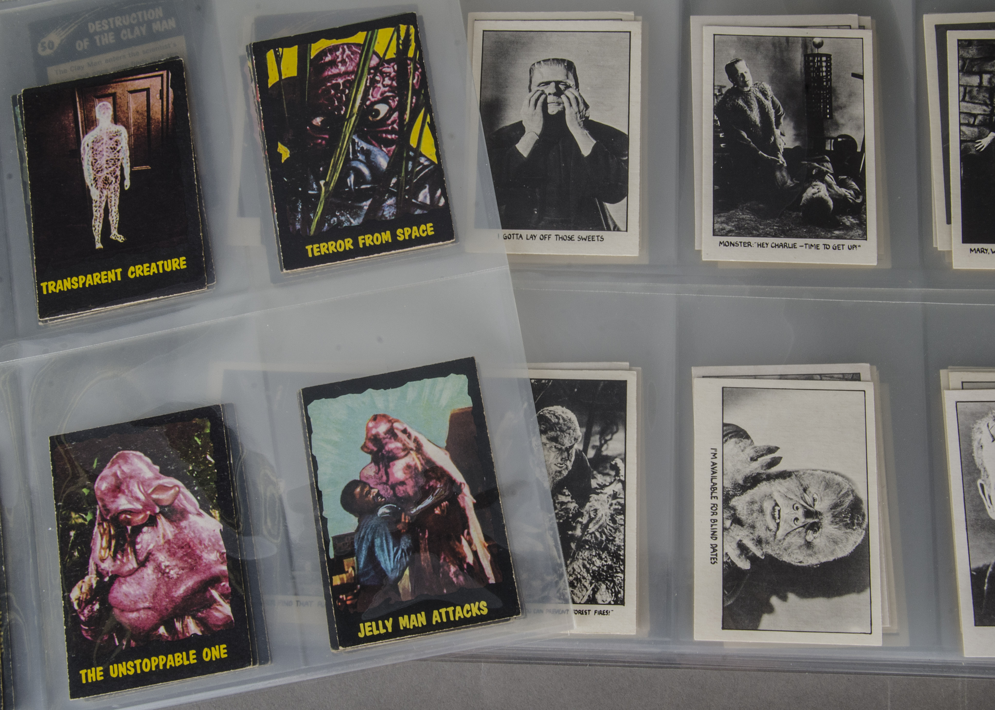 Trade Cards, Television, two sets, A & BC Gum, Outer Limits and You'll Die Laughing (purple back)(