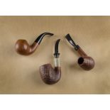 A Savinelli Nonpareil briar estate pipe, sandblasted bowl, with simulated horn shank, logo marked