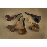 Four North American briar pipes, comprising Tim West octagonal straight grain, with thick rustic