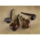 Four Bari briar estate pipes, comprising a squat sitter, Modern polished sides and bowl with