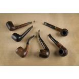 Six London made briar pipes, one sitter example by Sims, two by James Upshall and one by Barling and