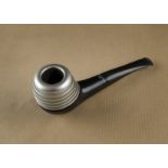 A Porsche Designed briar estate pipe, the curved pipe with aluminium grill top, with a curved logo