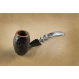 A Zetterwig free hand briar estate pipe, the sandblasted ovoid bowl and tapered shank, with grey