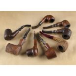 Five Israeli briar pipes, three with rustic bowls, two carved one sitter, by Anderson, Mastersen