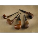 A collection of French briar pipes, including a Jean Lacroix Major Fine, with polished bowl and