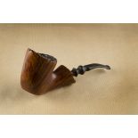 A Gasparini M.G.M briar free hand estate pipe, the straight grain with rusticated rim, the bowl