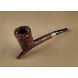 A Ser Jacopo Dalla Gemma briar unsmoked pipe, the rusticated pick axe free hand, with silver collar,