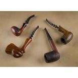 Four good Danish briar estate pipes, comprising a Søren free hand with carved and smooth bowl,