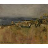 Ian Houston (b1934), oil on board, beach scene, signed lower left, 25 cm x 30 cm, framed