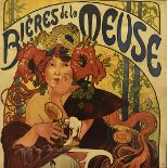 After Alphonse Mucha (1860-1939), oil on canvas 'Bieres de la Meuse' advertising poster from 1897,