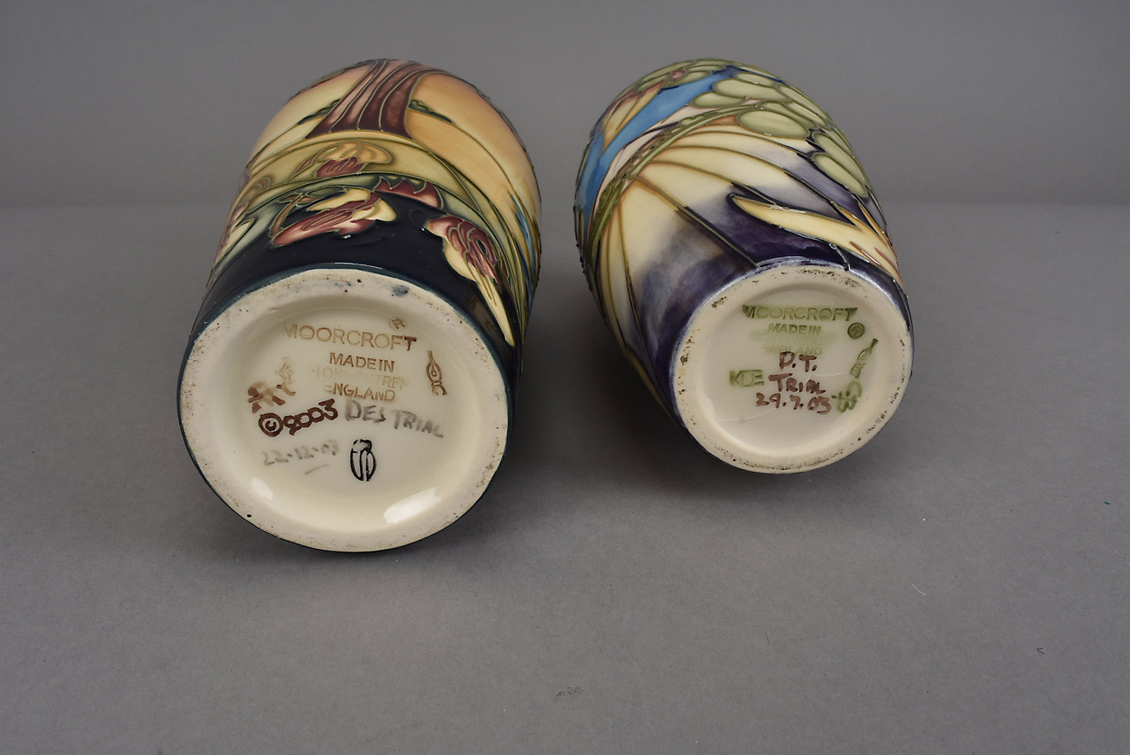 Two Moorcroft design trial vases, one of elongated baluster form and in the Country Trees pattern - Image 2 of 2