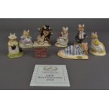 A collection of Royal Doulton Brambly Hedge character figures, including Lady Woodhouse, Catkin, and