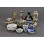 A collection of Noritake, and other Japanese ceramics including a Satsuma bowl, a hexagonal three