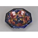 A William Moorcroft pottery octagonal bowl, in the Pomegranate pattern c. 1920, impressed marks