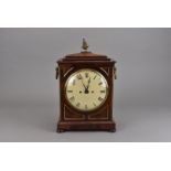 A William IV double fusee mahogany cased mantel clock, with white dial, roman numerals within an