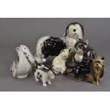 A Royal Worcester porcelain figure of a Siamese kitten, a Finch, Royal Dux Scotty Dog and others (7)