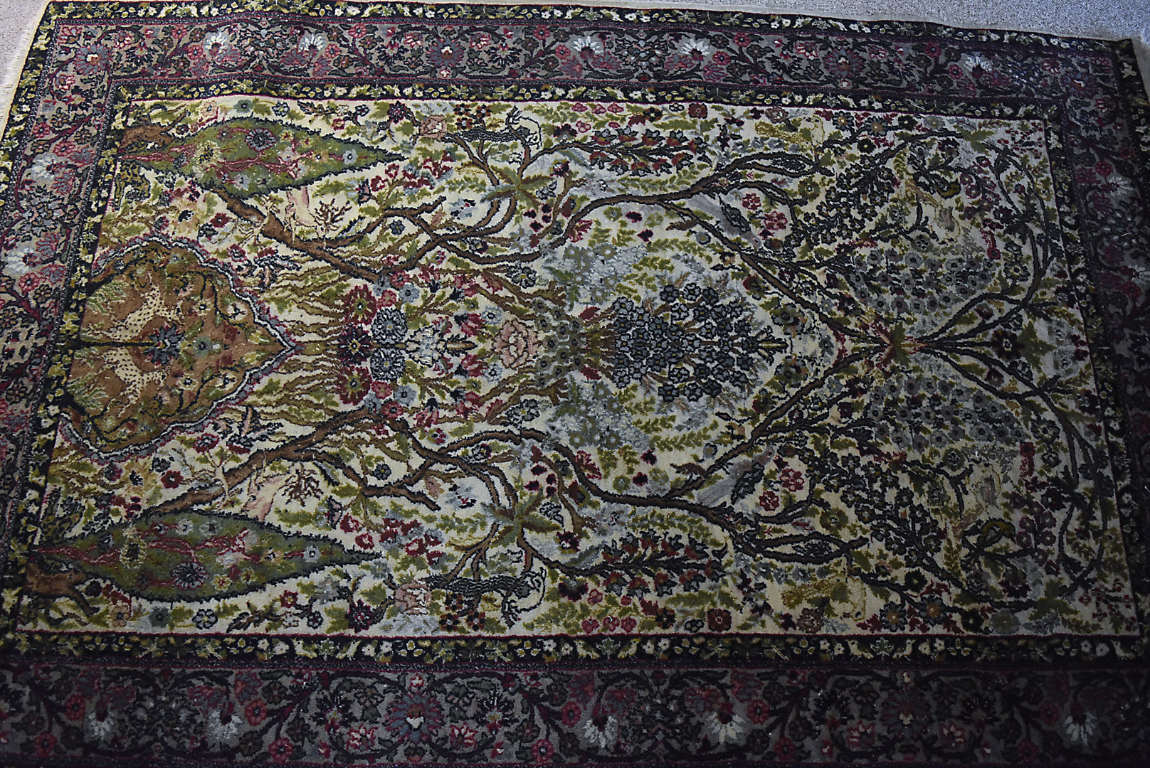 A Persian carpet, sometimes called a Tree of Life carpet, finely knotted, decorated with animals and - Image 3 of 3