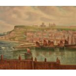 Sarah E Martineau (nee S.E.S) 1855, watercolour, 'Whitby from East Terrace' framed and glazed 24