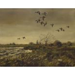 Hugh Monahan, a pair of oils on canvas, Mallard in Approaching Storm signed and dated lower right