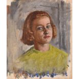 Bernard Hailstone R.P. (1910-1987), oil on board of an unknown sitter in green jumper, Portrait of a