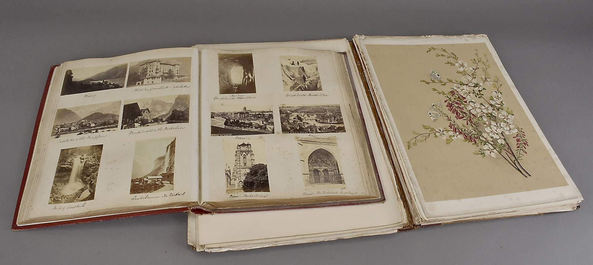 A 19th century photograph album, compiling tourist scenes from Great Britain, Prague, Switzerland,