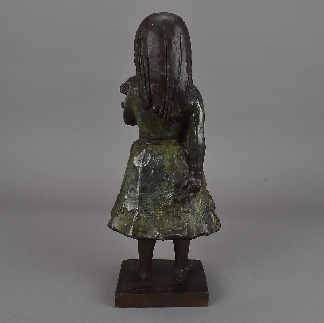 James Butler R.A. (b. 1931), bronze casting 'Girl and her Teddy' marked A/C I and signed to the - Image 2 of 3