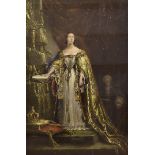 After George Hayter (1792-1871), colour mezzotint full length portrait 'Queen Victoria Taking the
