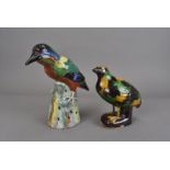 An 18th century Chinese porcelain sancai quail model, sometimes called the egg, spinach and