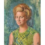 Bernard Hailstone R.P. (1910-1987), oil on canvas of an unknown sitter in green dress, Portrait of a