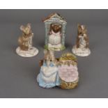 A collection of Royal Albert Beatrix Potter character figures, including Hunca Munca, No More Twist,