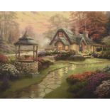 Thomas Kinkade, modern print, Make a Wish Cottage, 60 cm x 75 cm, framed