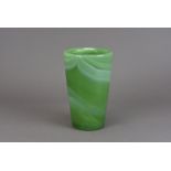 An art deco green glass vase, with marbled decoration 26 cm high