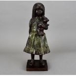 James Butler R.A. (b. 1931), bronze casting 'Girl and her Teddy' marked A/C I and signed to the