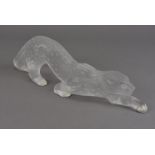 A modern Lalique leopard, the frosted body marked to front right foot, af to paw, 37 cm long