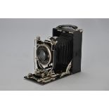 A Dr Nagel No 18 Recomar Camera, with Leitz, F 4.5 105mm Elmar lens no. 101009, 2½x3½ format, with