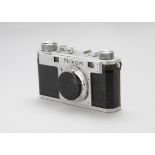 A Nikon M Rangefinder Body, chrome, serial no. M6092303, body, G, shutter sticking, green paint-like