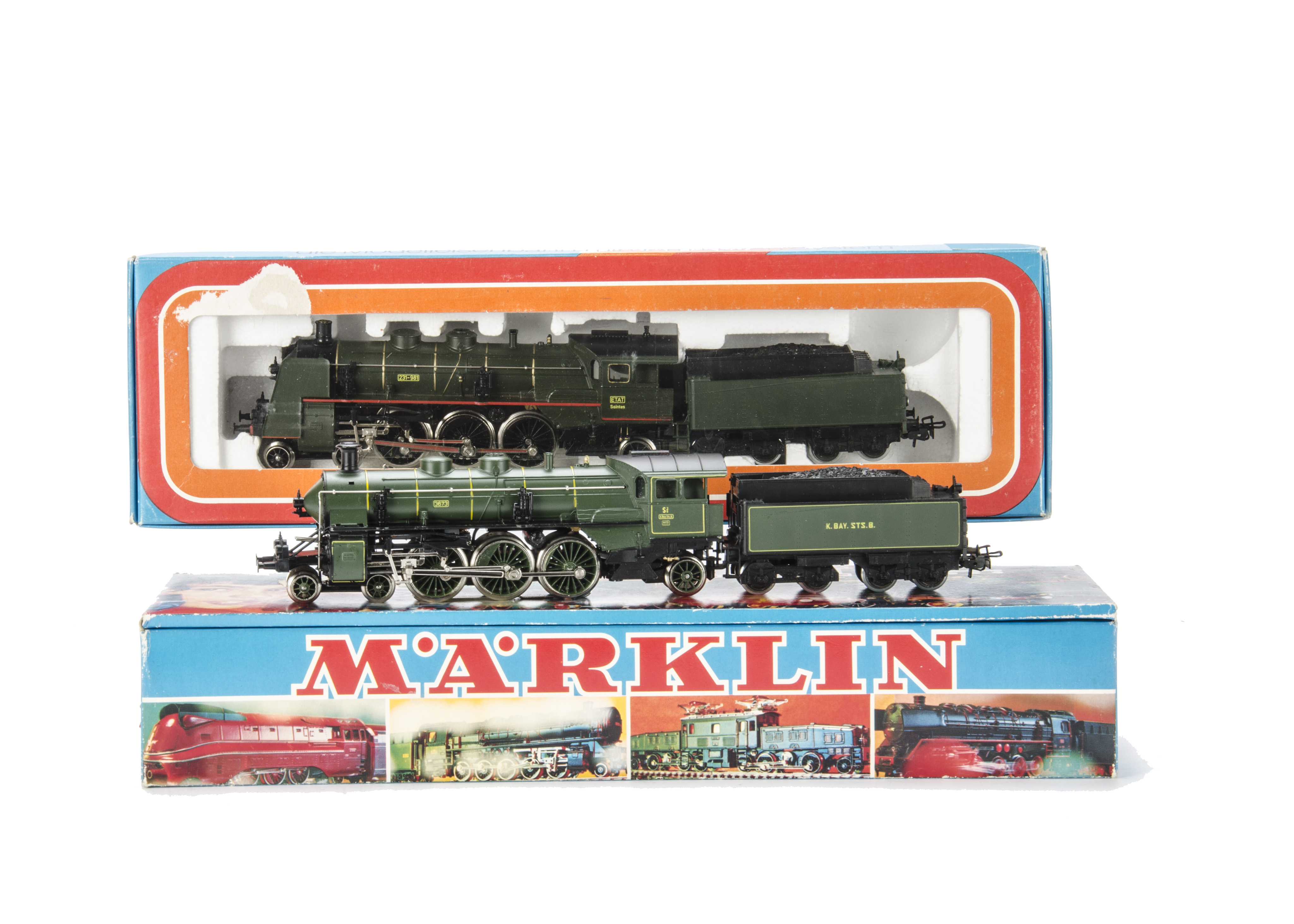 Marklin HO Gauge 3-rail Steam Locomotives, comprising ref 3083, a 4-6-2 locomotive and tender no