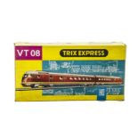 A Trix Express HO Gauge 2/3-rail German VT08 Diesel Railcar Set, cat ref 2291, in cherry red/grey